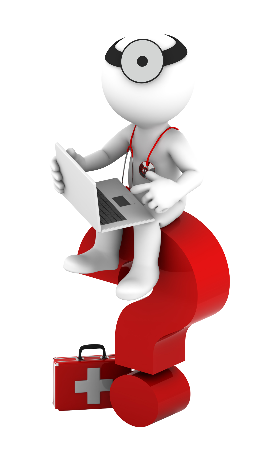 Technology Training 7 medic with laptop sittting on red question mark zkwWQKRu scaled