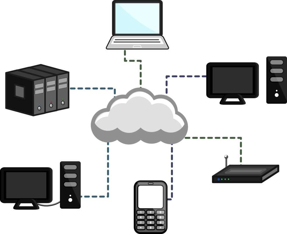 Computer Networking 4 network devices connected through cloud computing fkVpmk u L